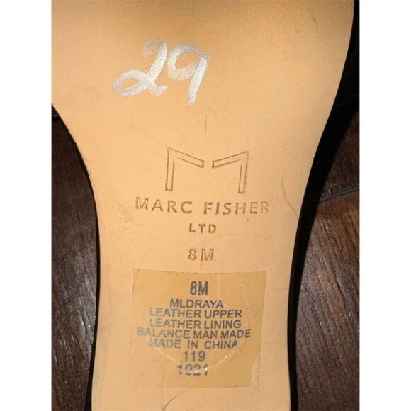 Marc Fisher LTD Sandals Womens Black Woven Braided Slide Mule Square Toe Heel 8 - Picture 9 of 11